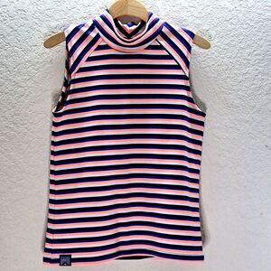 Oiselle Sleeveless Mock Neck Performance Top Striped Size S Running Golf Tennis